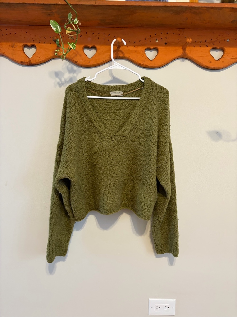 Urban Outfitters Olive V-Neck Knit Sweater